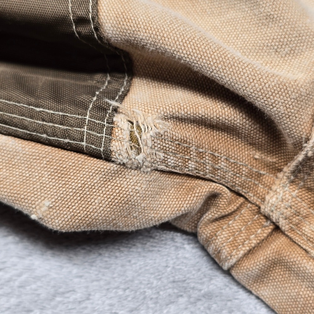 Vintage Carhartt Hunting Pants Mens 42x32 Tan Canvas Brush Guard Made in USA - Picture 9 of 14